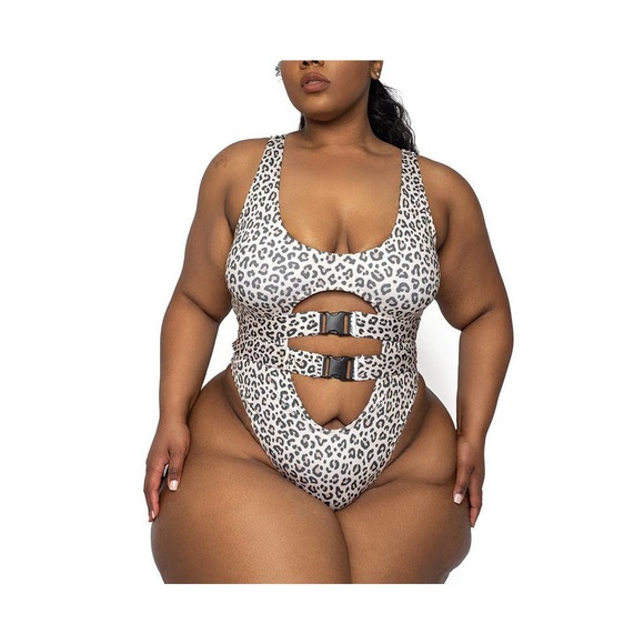 Leopard Print Plus Size Bikini Curvy Woman Beach Wear One Piece Swimsuit - Picture 11 of 12